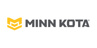 Minn Kota logo with bold gray text and a yellow geometric emblem resembling the letter "M.